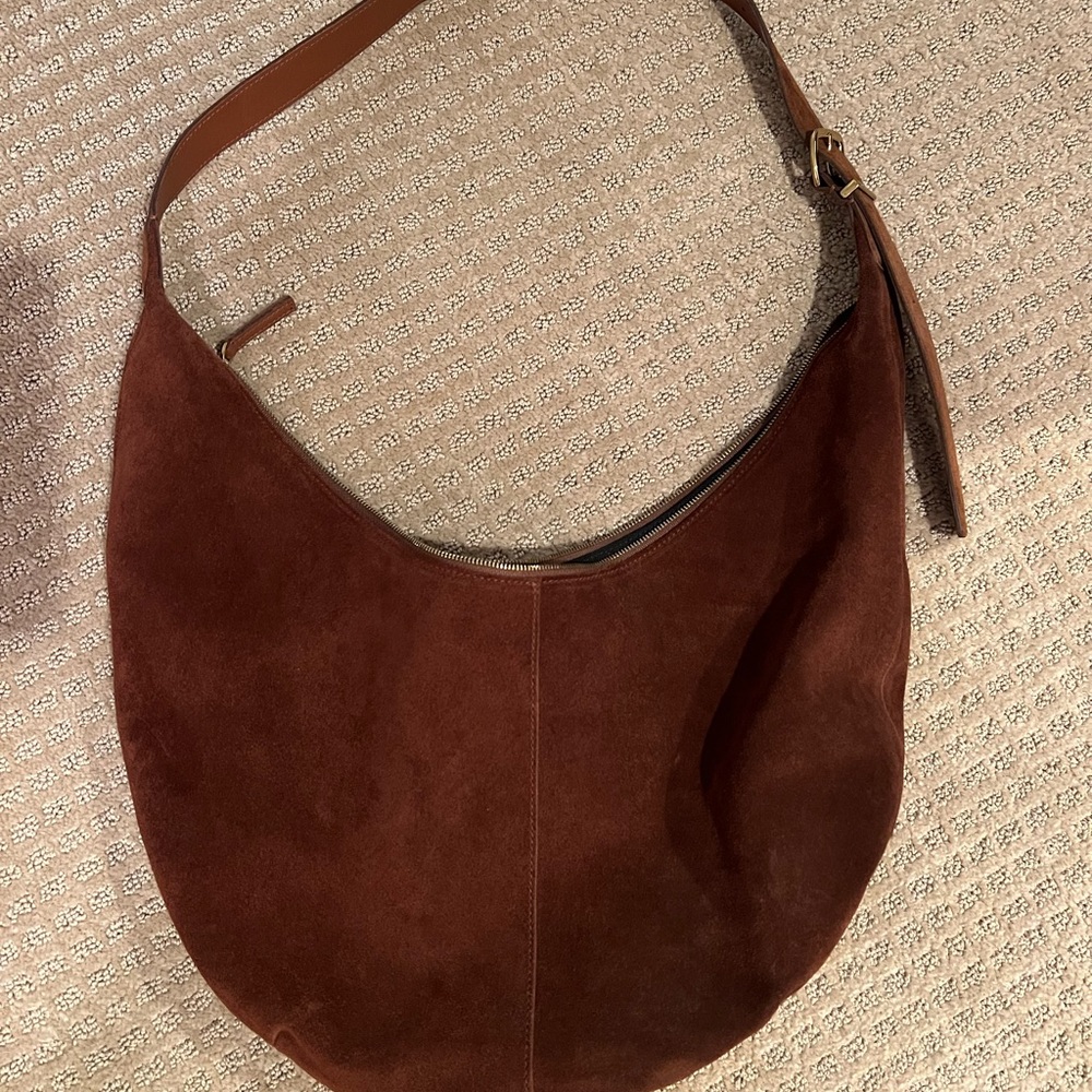 Elegant Brown Suede Hobo Bag